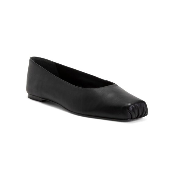 REFORMATION Black Made In Brazil Leather Mikayla Ballet Flats - Picture 1 of 2